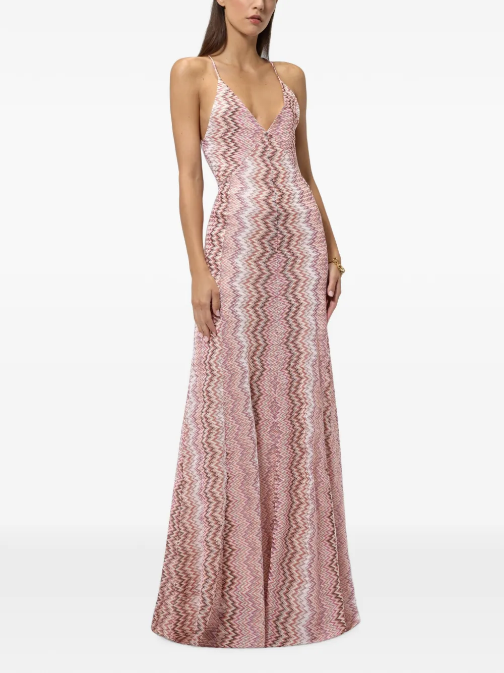 Missoni Lange viscose jurk met slangen-patroon Roze