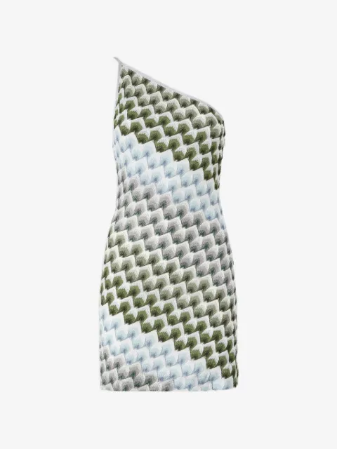 Missoni one-shoulder Chevron-knit dress
