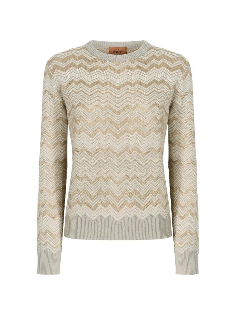 Missoni zig zag viscose and wool crewneck sweater - Nude