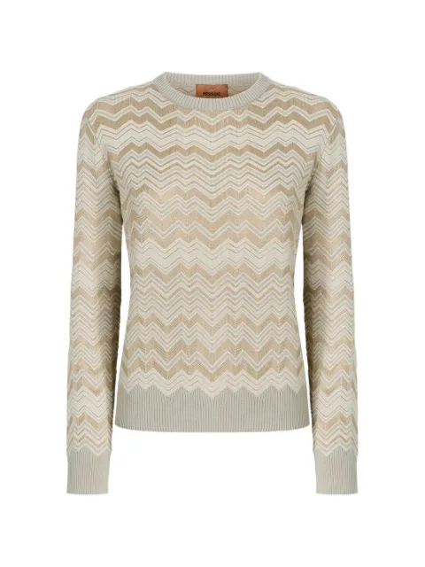 Missoni zig zag viscose and wool crewneck sweater