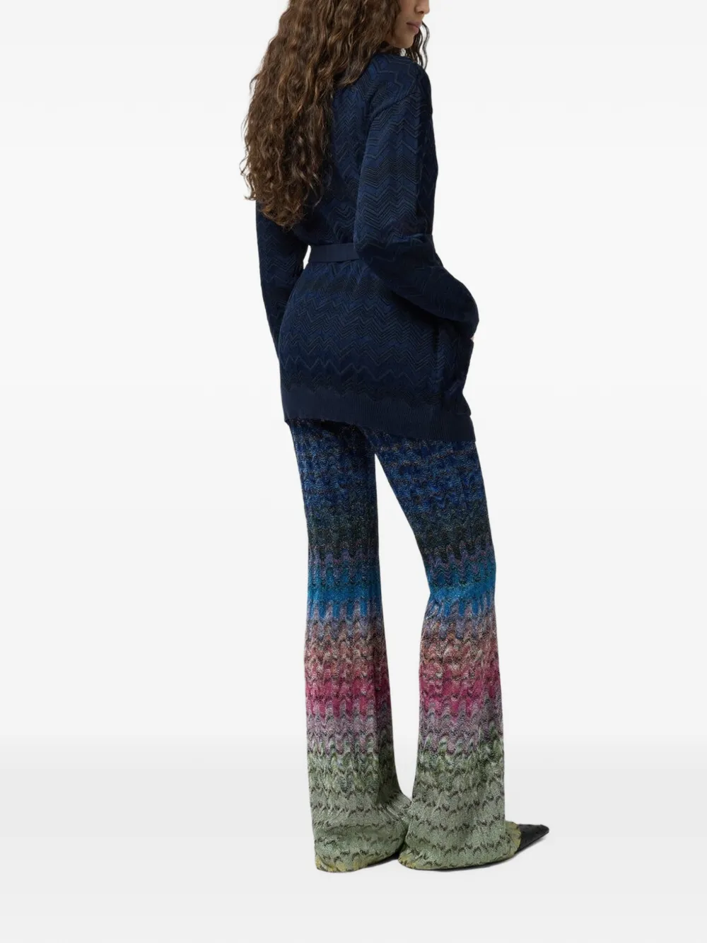 Missoni Vest met zigzag patroon en ceintuur Blauw