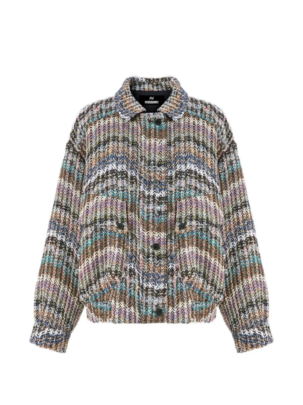 Missoni Oversized bomberjack chevron gebreid met pailletten Blauw