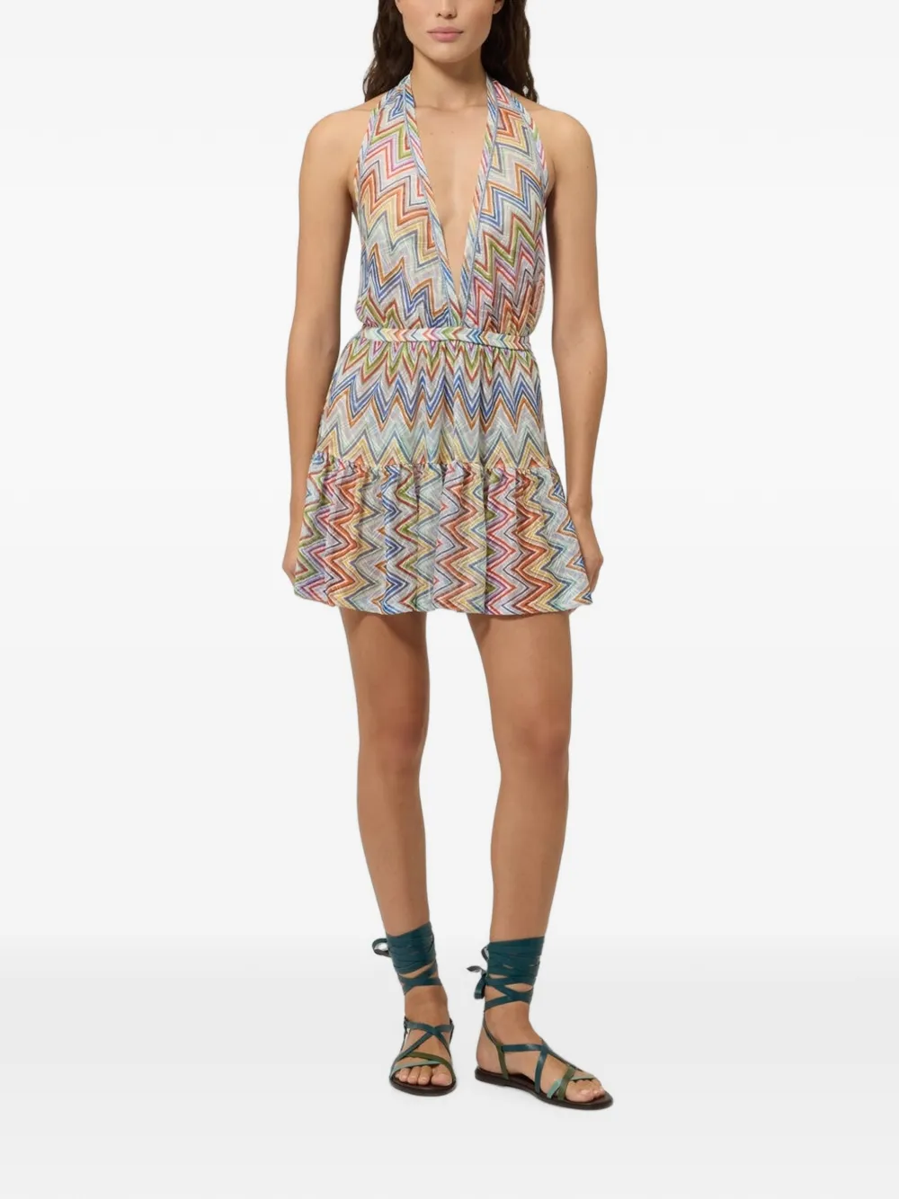 Missoni Zigzag gebreide jurk met ruches Wit
