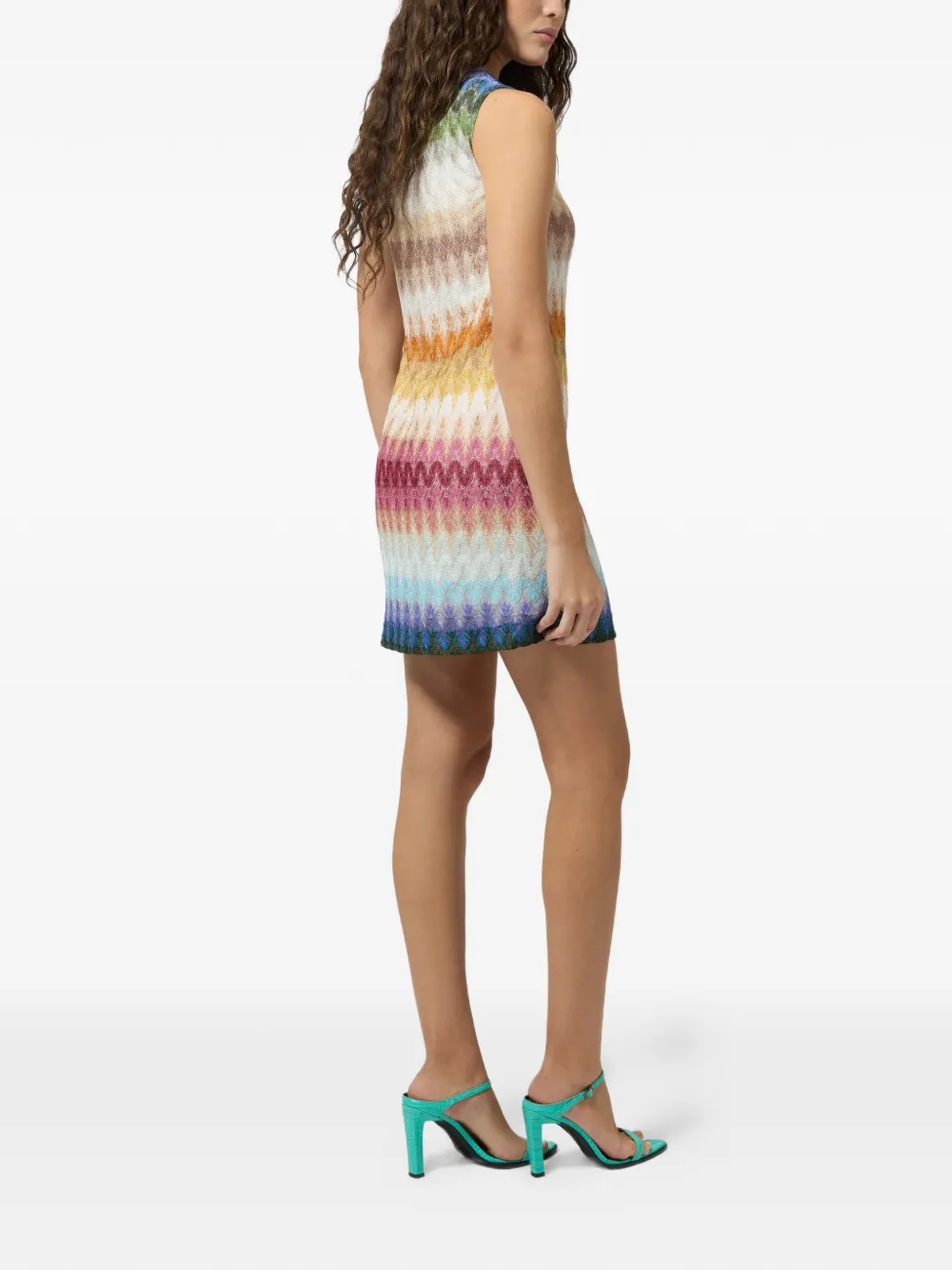 Missoni Mouwloze dégradé viscose mini-jurk Beige