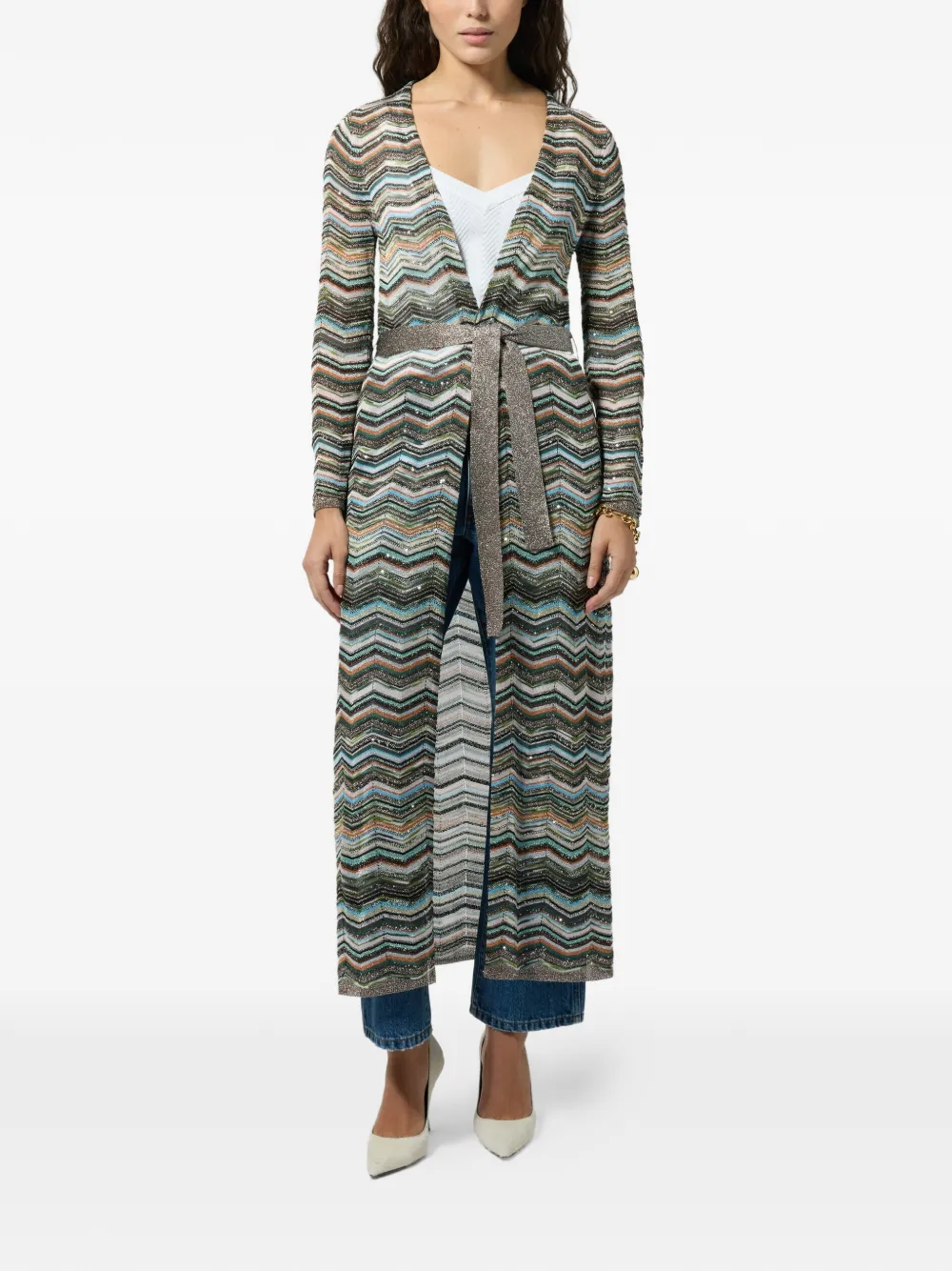 Missoni Vest verfraaid met pailletten en zigzagpatroon Groen