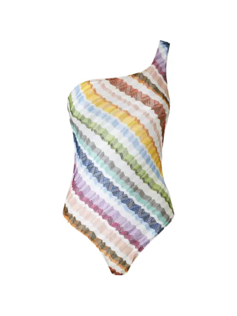 Missoni zigzag-knit one-shoulder swimsuit