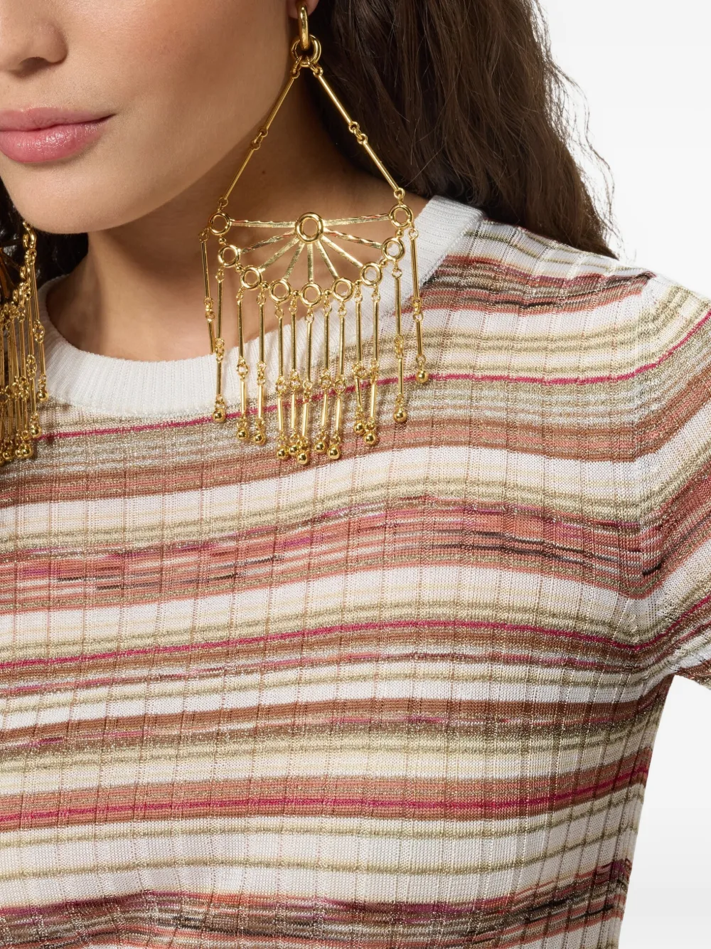 Missoni Ribgebreide gestreepte trui Beige