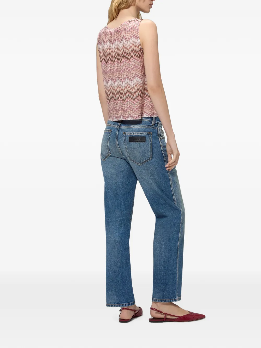 Missoni Mouwloze viscose top met slangenpatroon Roze