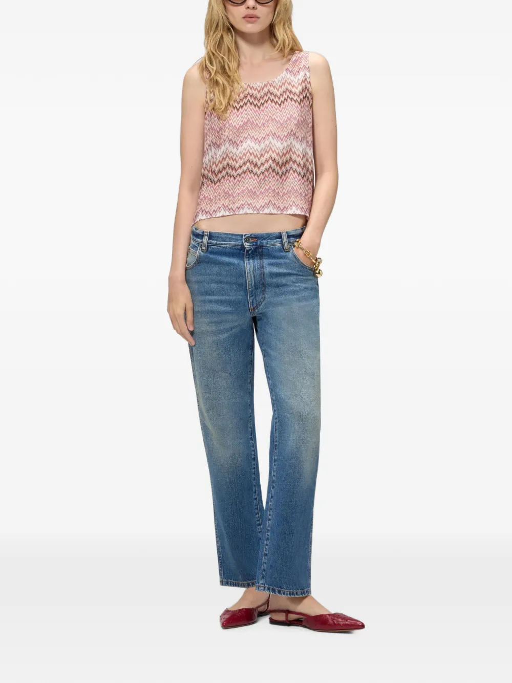 Missoni Mouwloze viscose top met slangenpatroon Roze