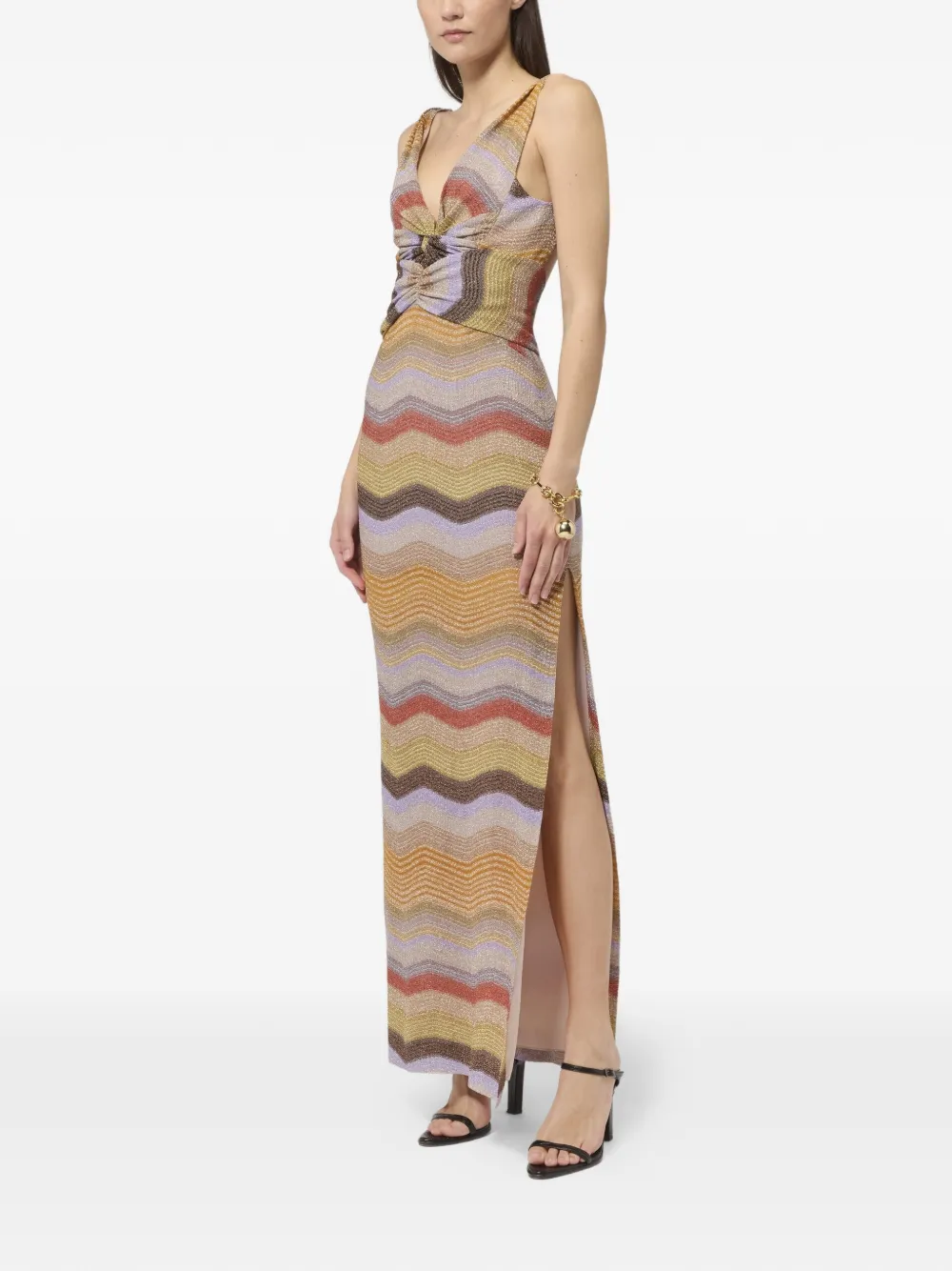 Missoni Jurk met zigzagpatroon en uitgesneden details Oranje