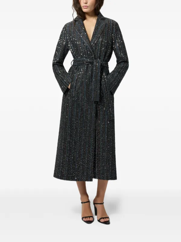 Missoni Striped Lamé Knit Duster Coat in Black