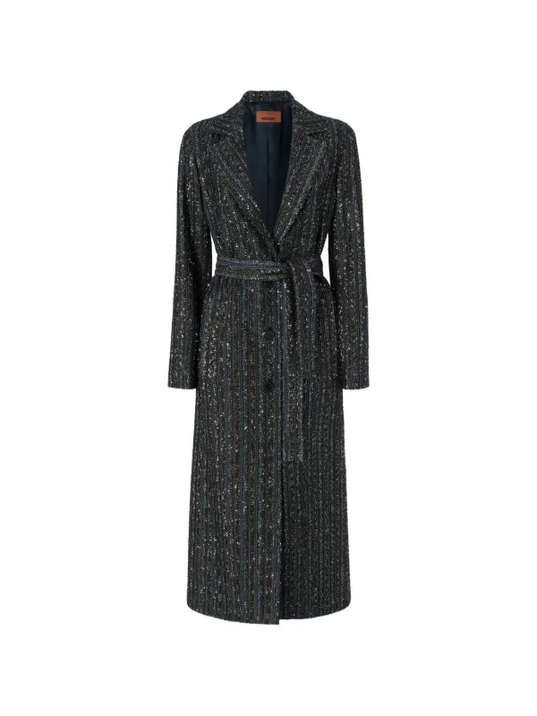 Missoni Striped Lamé Knit Duster Coat in Black