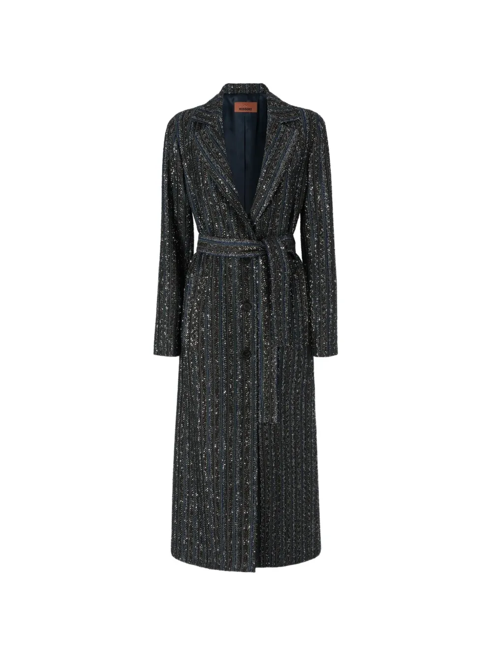 Missoni sequin-embellished belted coat - Black