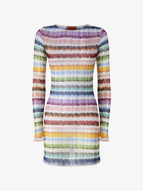 Missoni Zigzag-knit long-sleeve beach dress