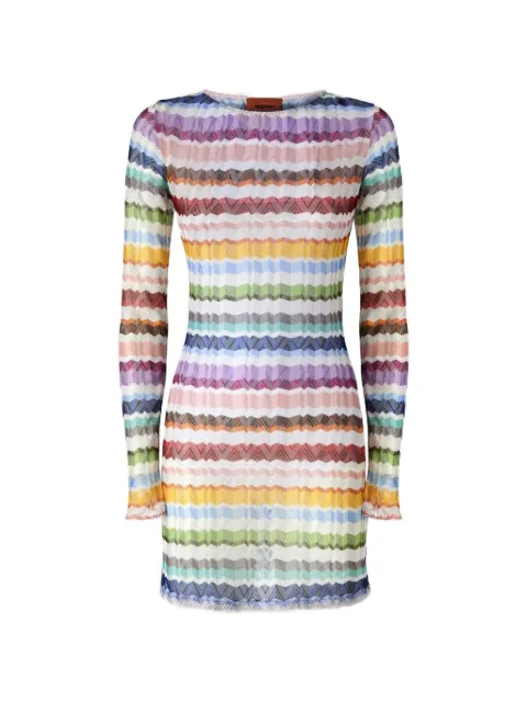 Missoni Zigzag-knit long-sleeve beach dress