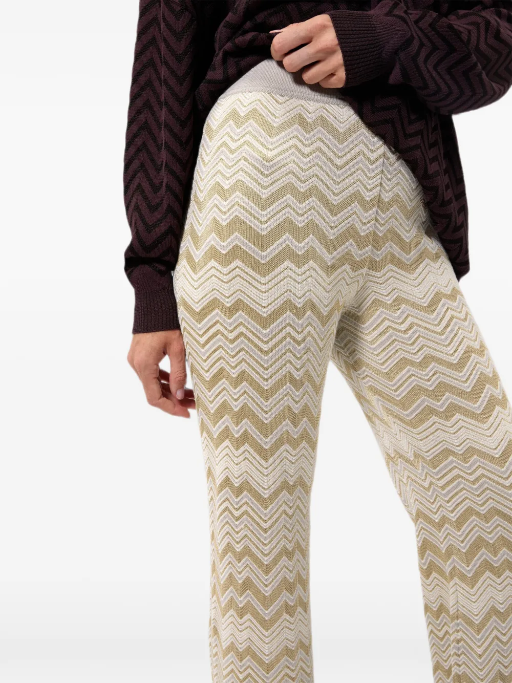 Missoni Straight broek van viscose en wol met zigzag-patroon Beige