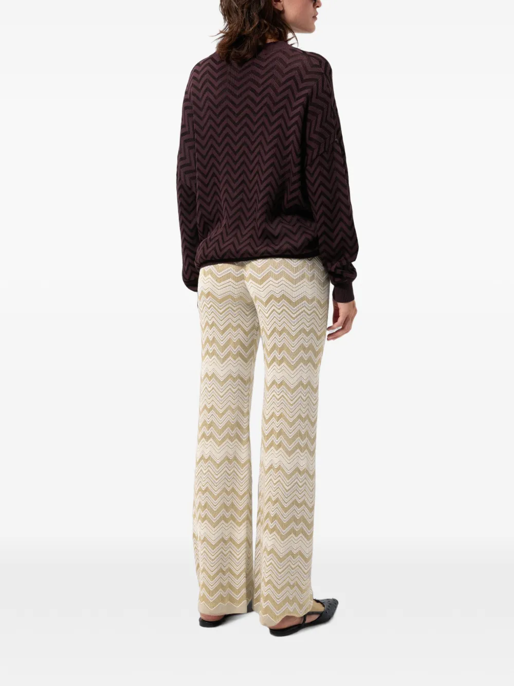 Missoni Straight broek van viscose en wol met zigzag-patroon Beige