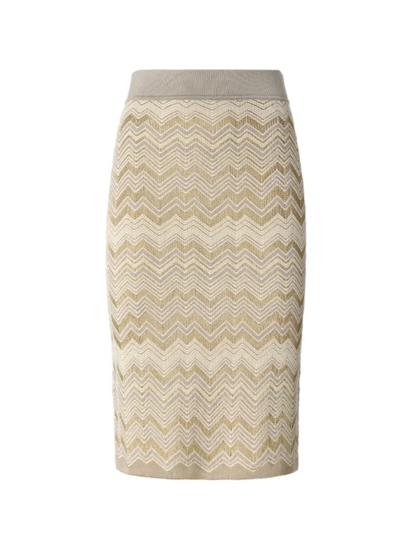 Missoni Chevron Wool and Viscose Mini Skirt in Neutrals