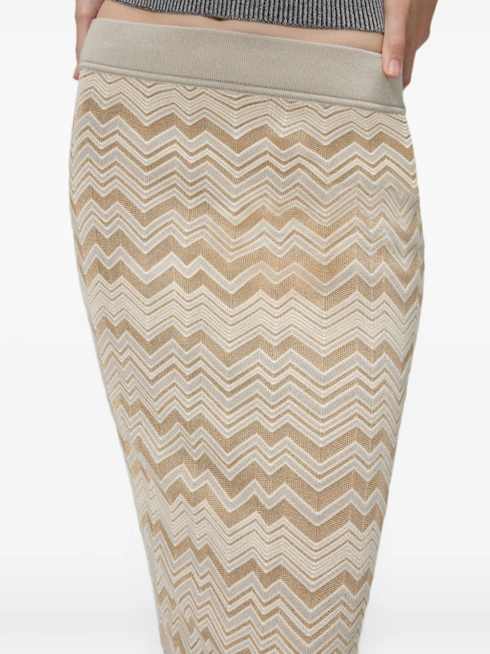 Missoni Wollen en viscose mini-rok met chevron-streep Beige
