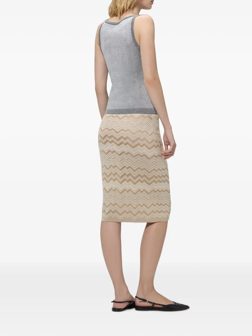 Missoni Wollen en viscose mini-rok met chevron-streep Beige