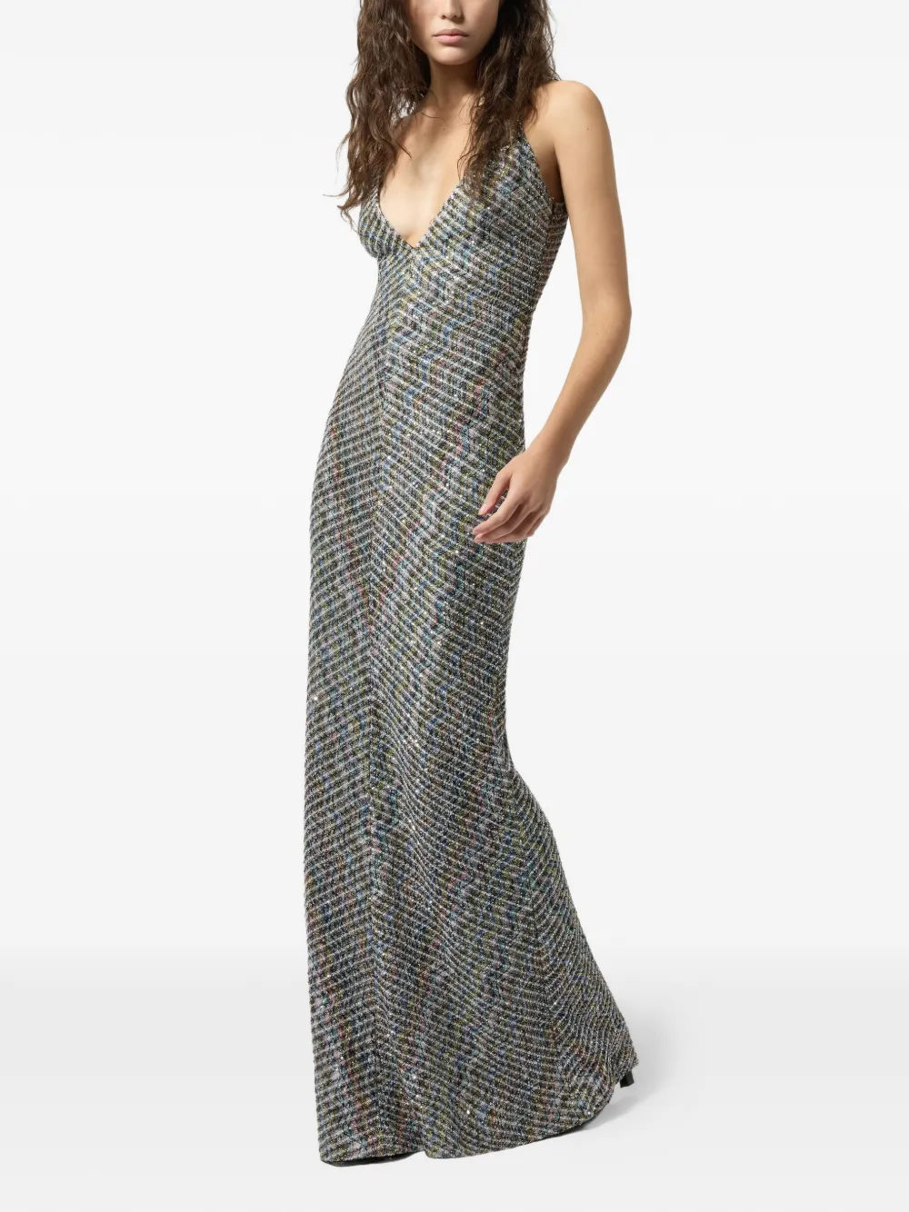 Missoni Maxi-jurk met open rug en pailletten Grijs