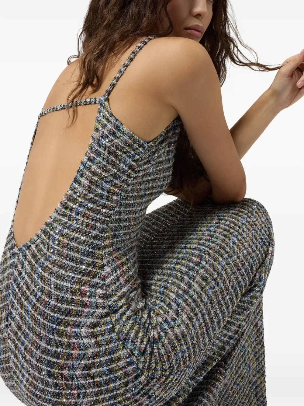 Missoni Maxi-jurk met open rug en pailletten Grijs
