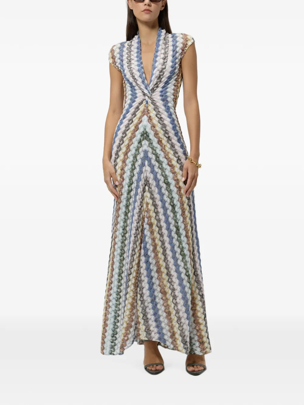 Missoni Lange kanten jurk met knoopdetail Beige