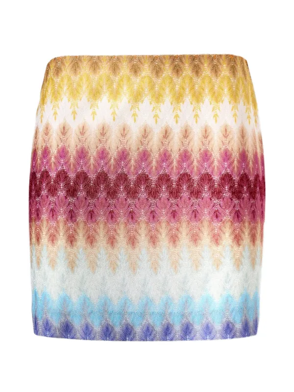 Missoni Mini Skirt with Dégradé Lace Motif in Pink
