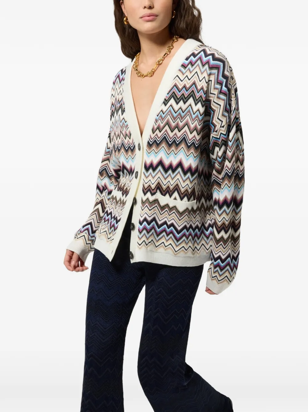Missoni Broek met zigzagpatroon Blauw