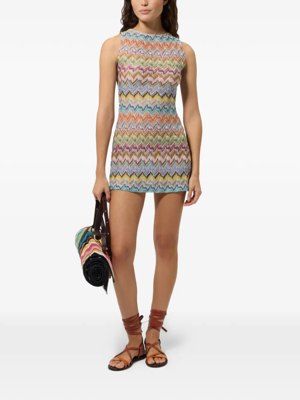 Missoni Strandjurk met zigzag patroon en open rug Blauw