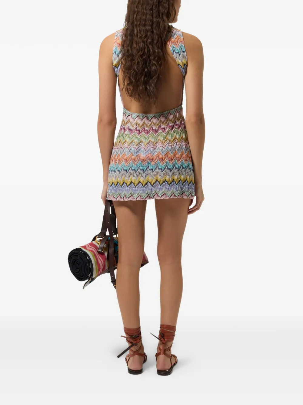 Missoni Strandjurk met zigzag patroon en open rug Blauw