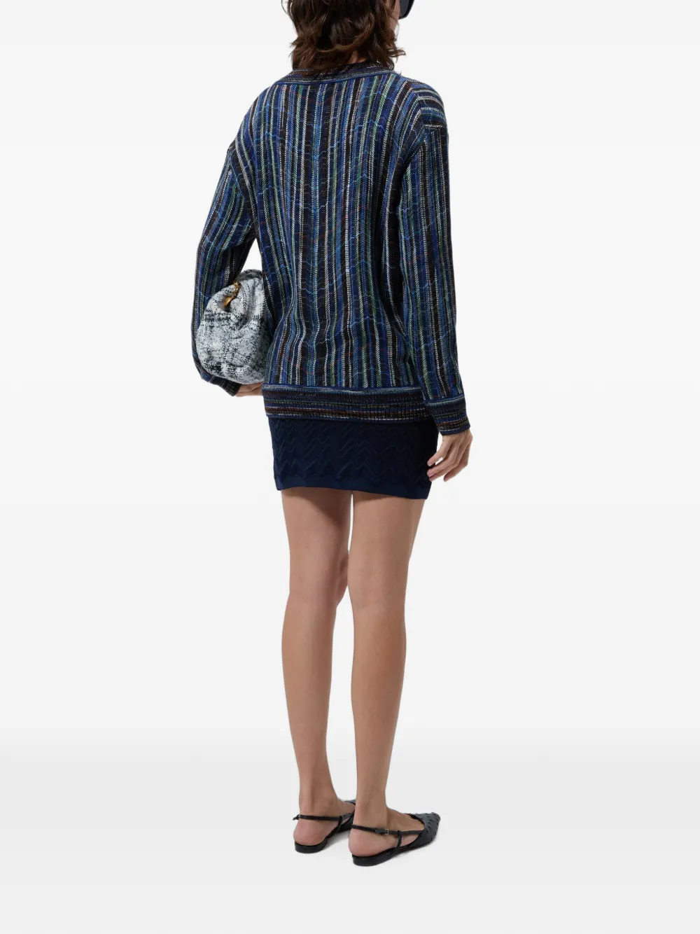 Missoni Viscose en wollen mini-rok met zigzag-patroon Blauw