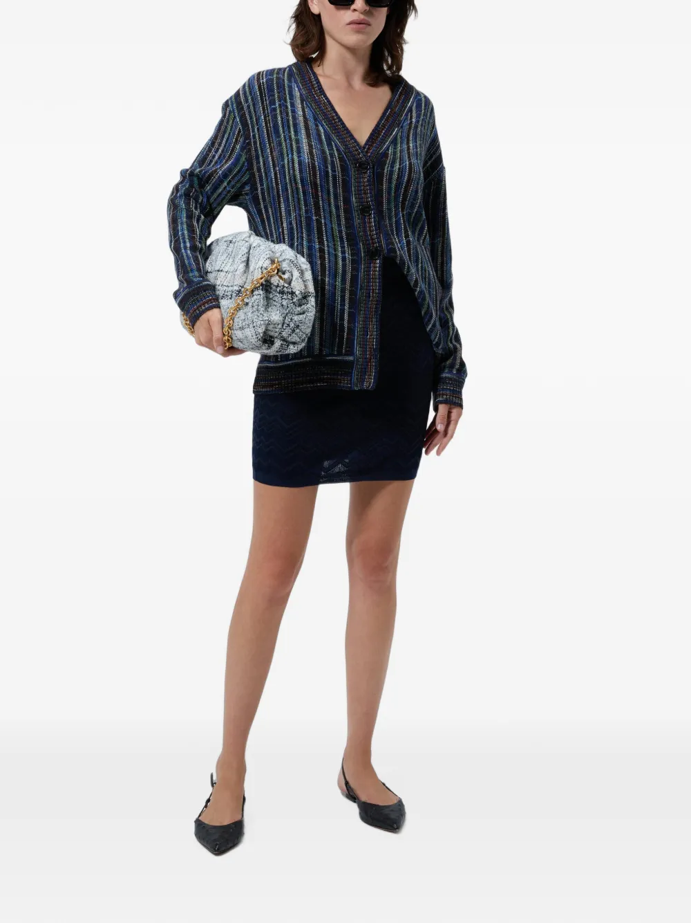 Missoni Viscose en wollen mini-rok met zigzag-patroon Blauw