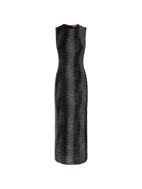 Missoni vestido midi acampanado de viscosa de lamé con estampado chevron