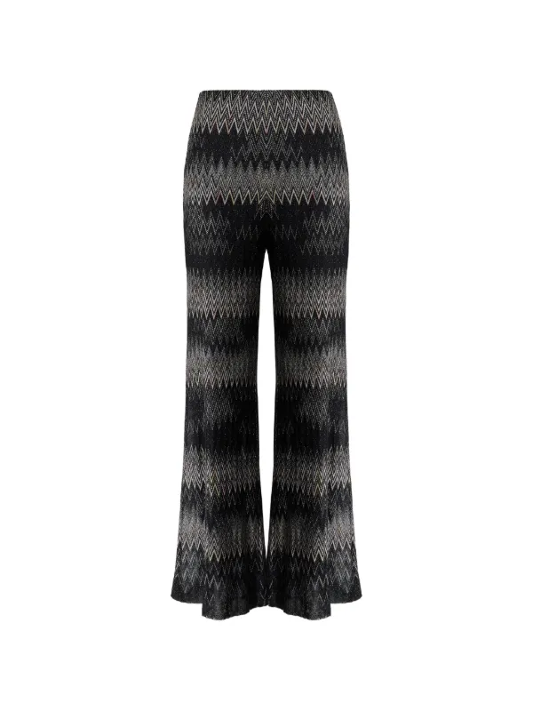 Missoni Viscose Lamé Chevron Palazzo Trousers in Black