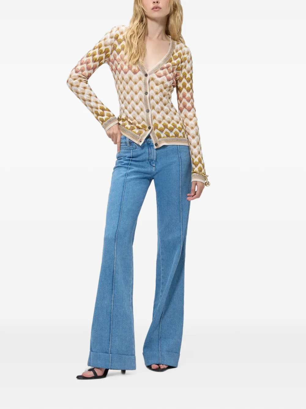 Missoni Viscose lamé vest met kanten patroon Beige
