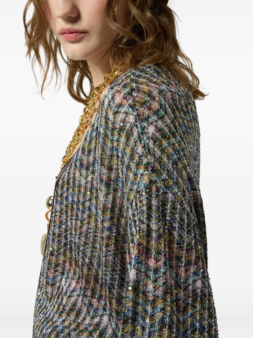 Missoni Oversized vest van viscoseblend met pailletten Groen