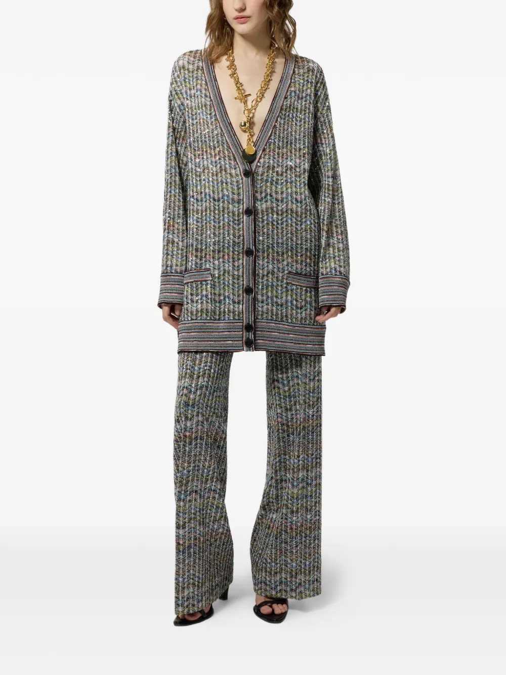 Missoni Oversized vest van viscoseblend met pailletten Groen