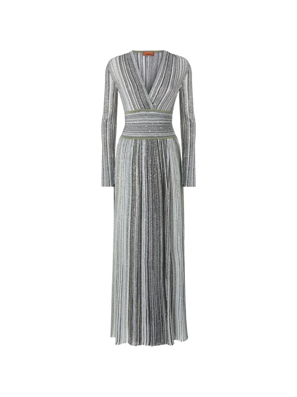 Missoni midi dress with V-neck in viscose-blend lamé - Verde