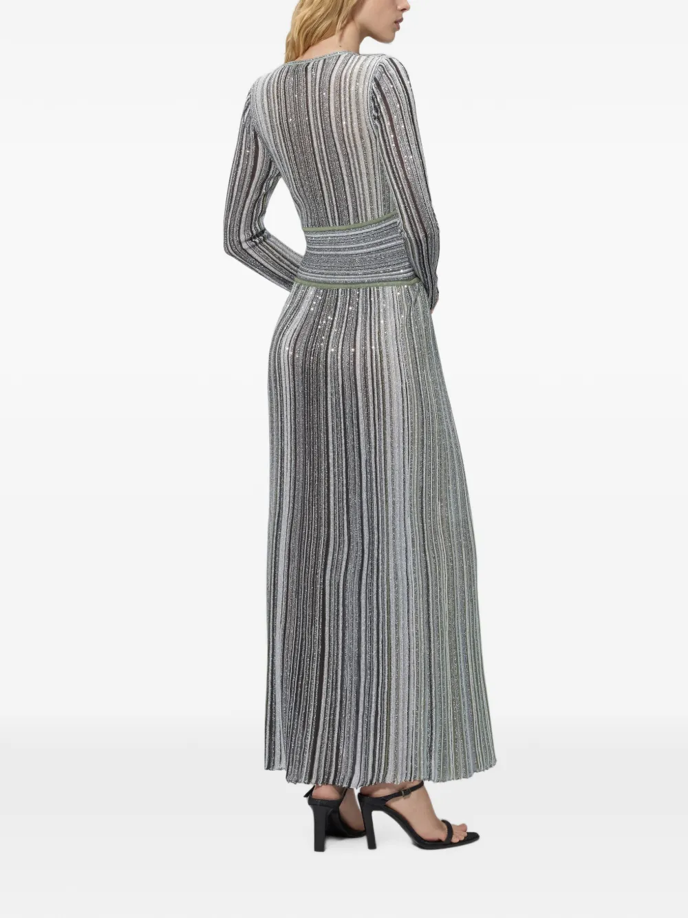 Missoni midi-jurk met V-hals van viscoseblend lamé Groen