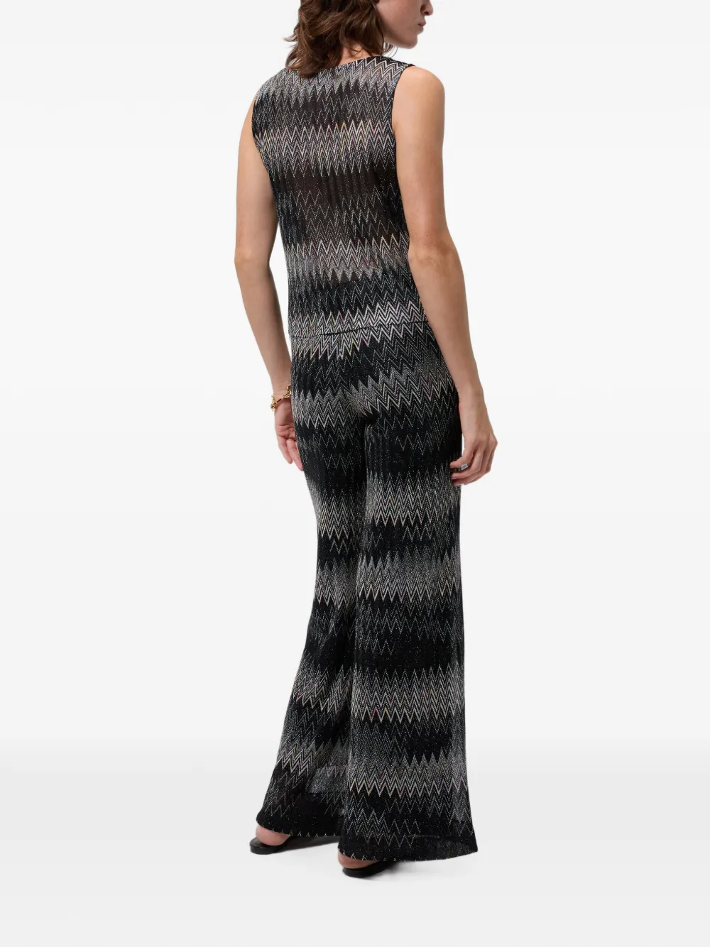 Missoni Mouwloze viscose lamé top met Chevron-patroon Zwart