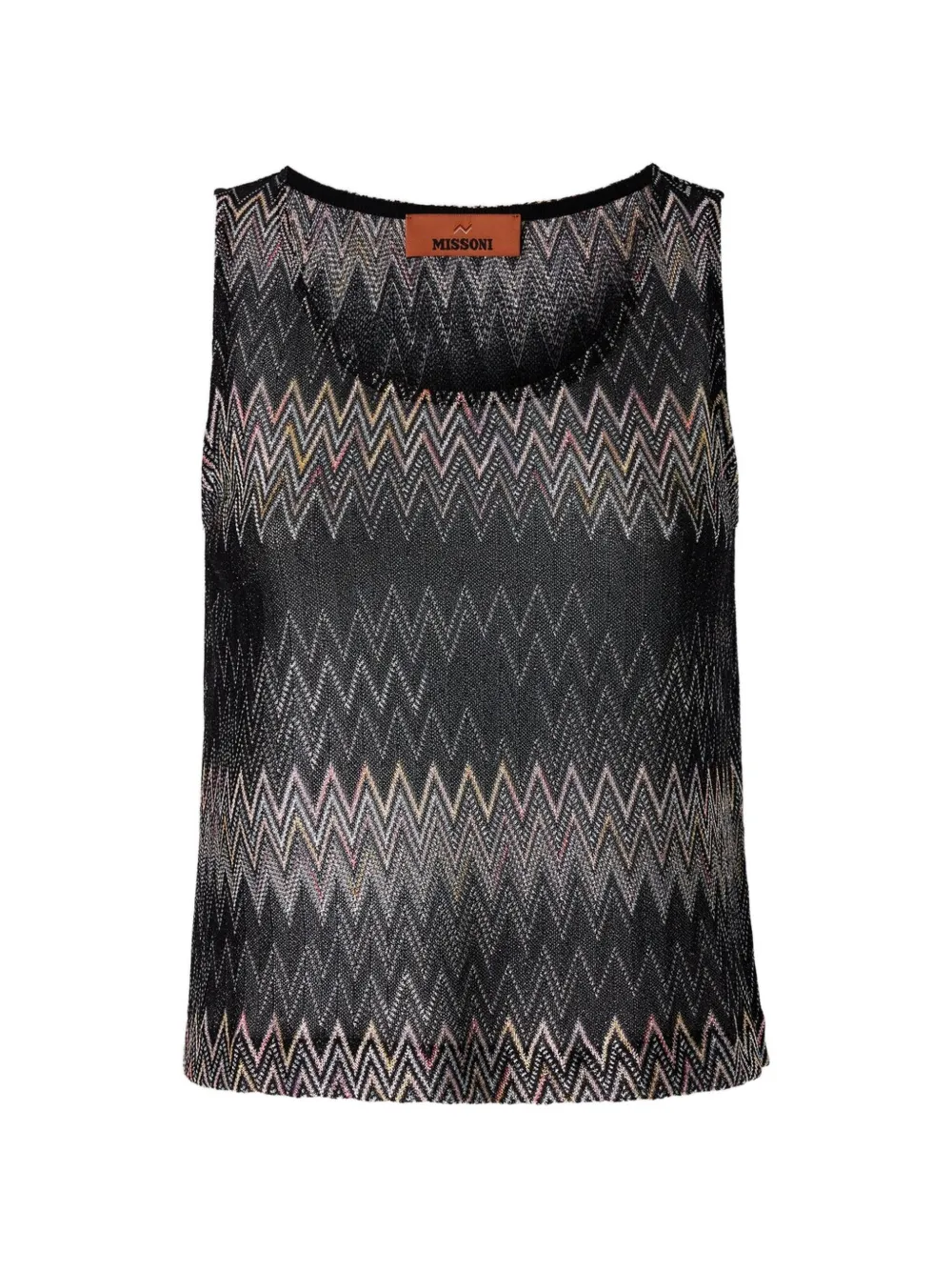 Missoni sleeveless viscose lamé Chevron top - Nero