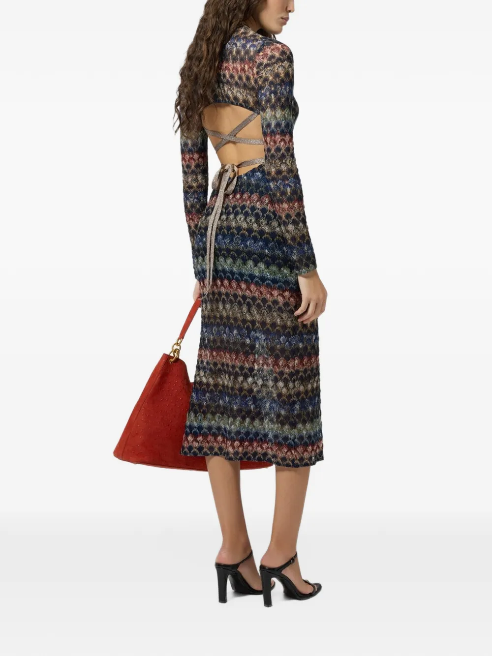Missoni Jurk met zigzag patroon en open rug Blauw