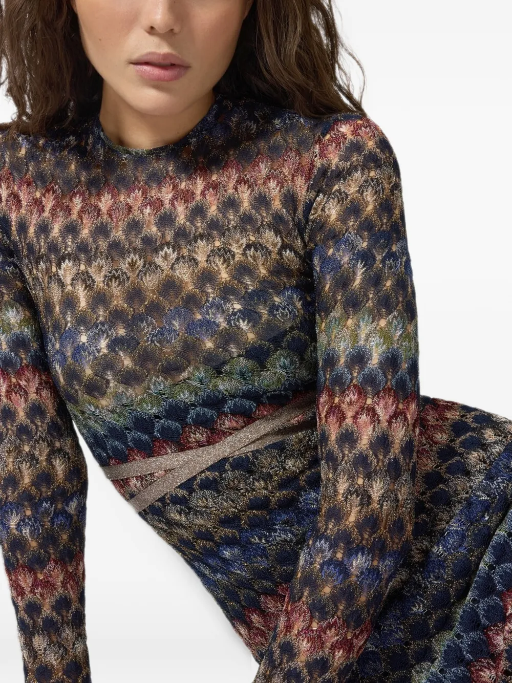 Missoni Jurk met zigzag patroon en open rug Blauw