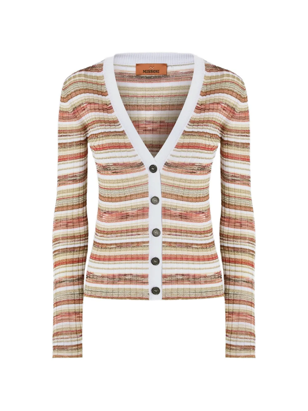 Missoni ribbed striped viscose-blend cardigan - Nude