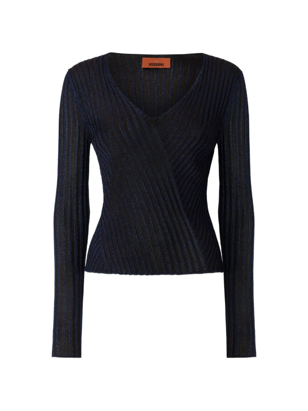 Missoni ribbed viscose lamé V-neck sweater - Blu