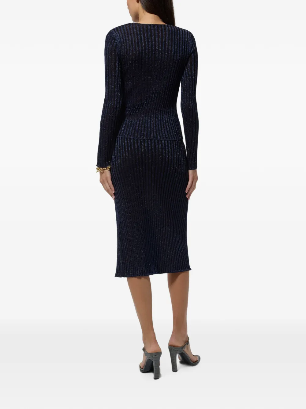 Missoni Geribbelde viscose lamé trui met V-hals Blauw