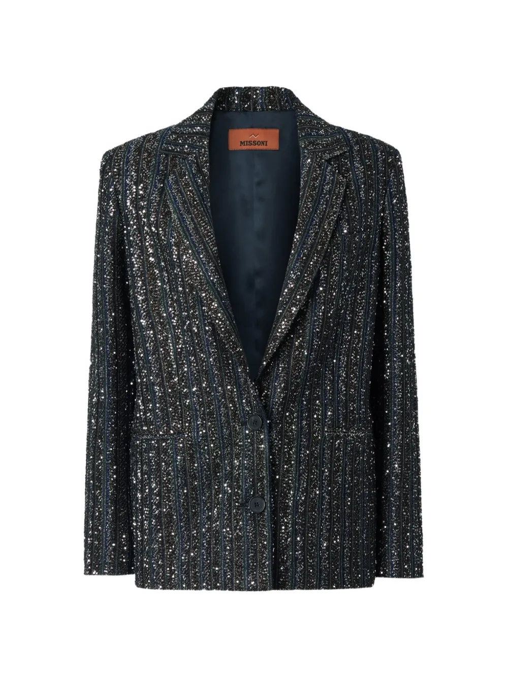 Missoni Sequin-embellished Striped Jacket In Blue