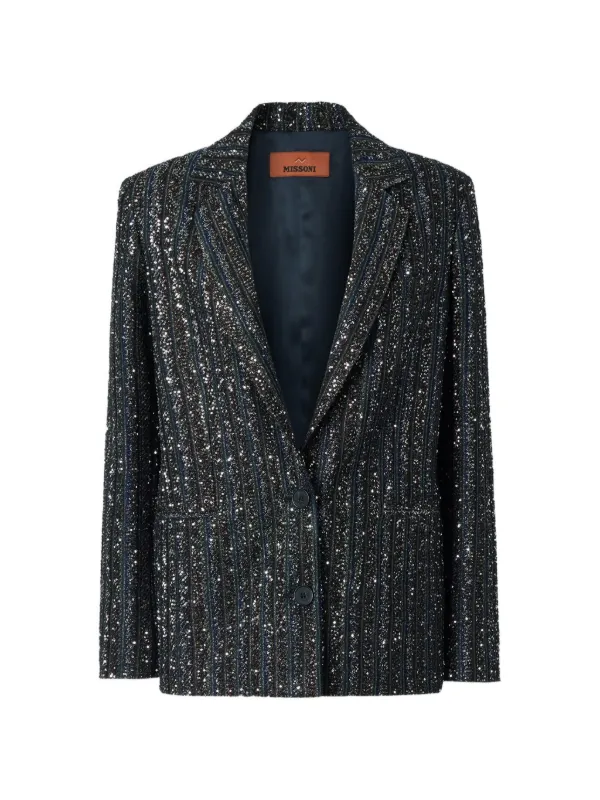 Missoni Sequin-embellished Striped Jacket in Blue