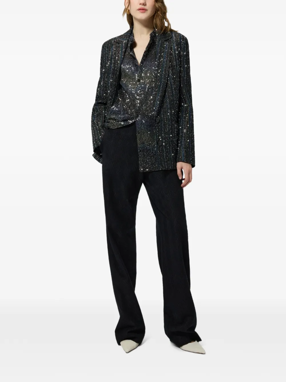 Missoni Sequin-embellished Striped Jacket in Blue, view 2